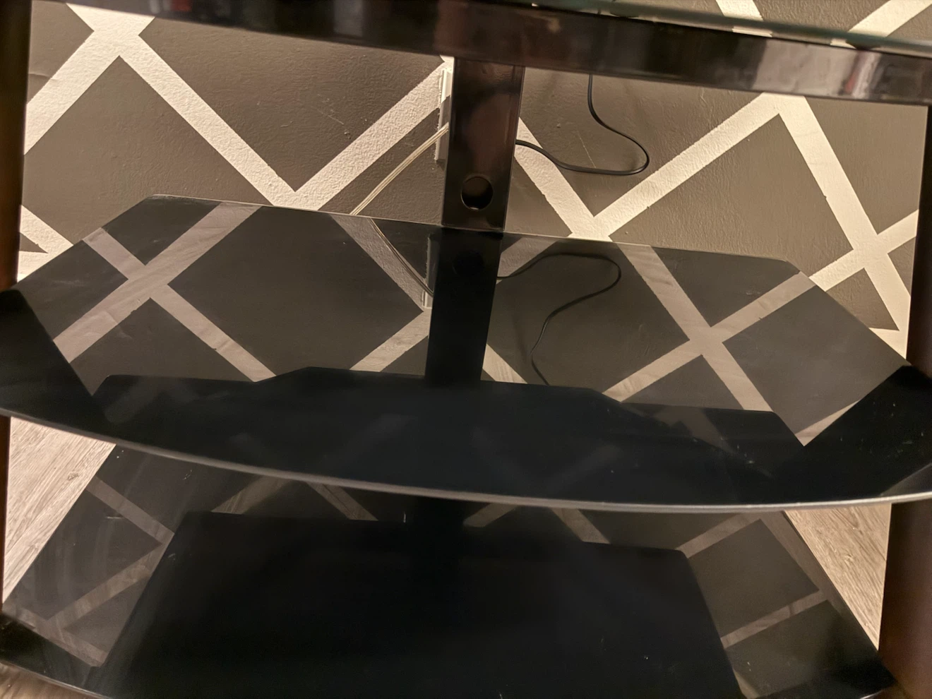 Black Glass 3-Shelf TV Stand - photo 3