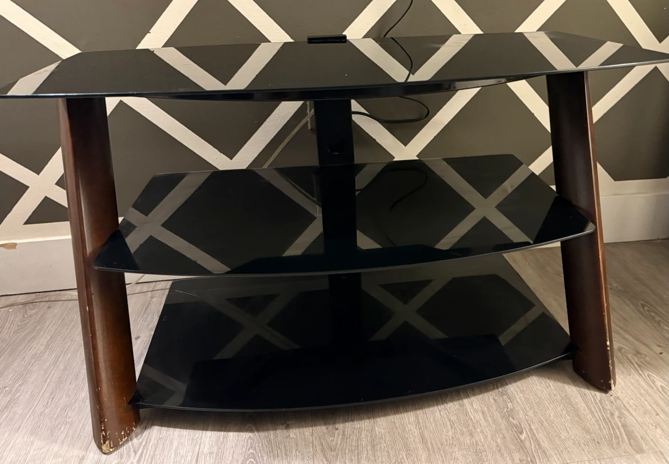 Black Glass 3-Shelf TV Stand - photo 5
