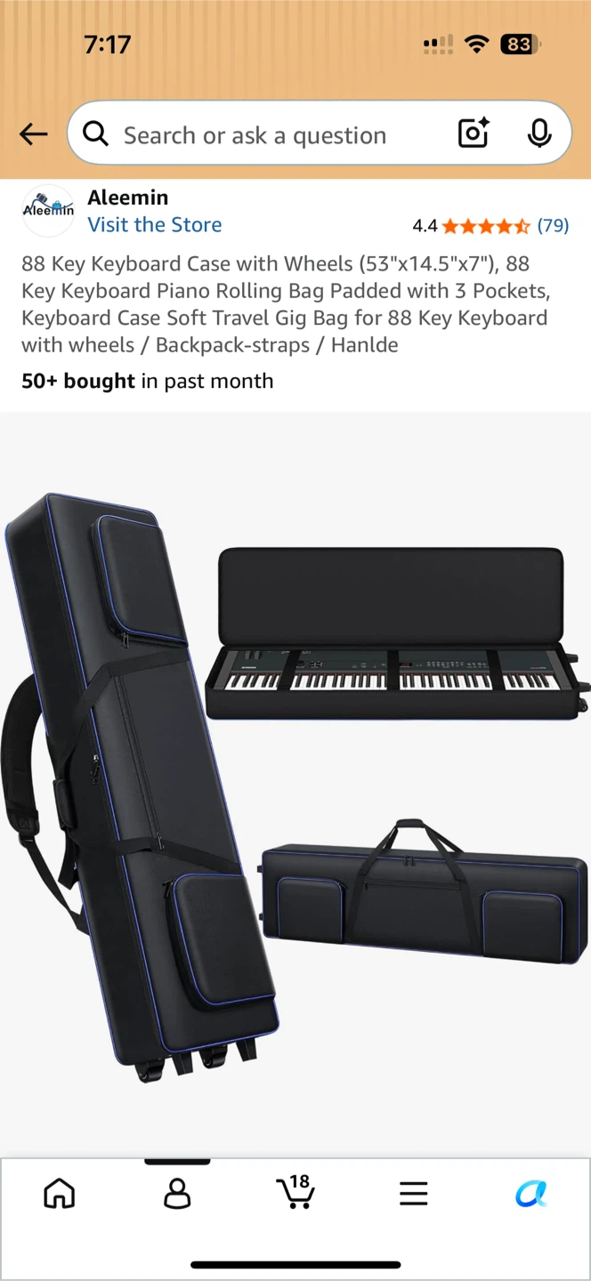 Aleemin 88 Key Keyboard Gig Bag with Wheels - photo 2