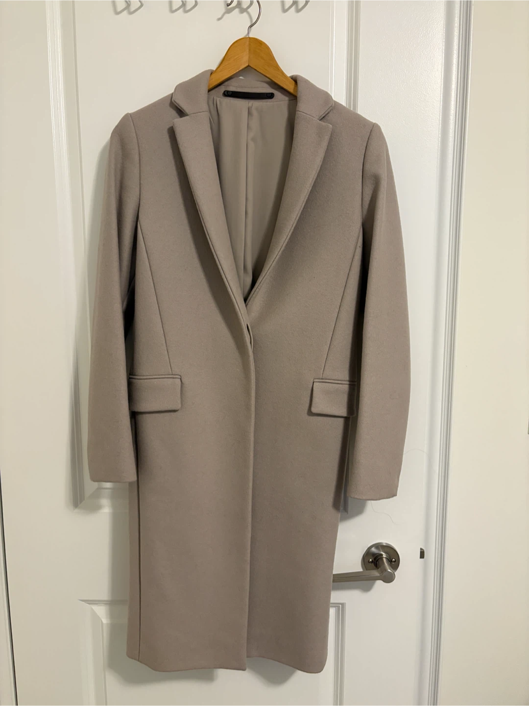 NEW AllSaints Taupe Wool Blend Long Coat