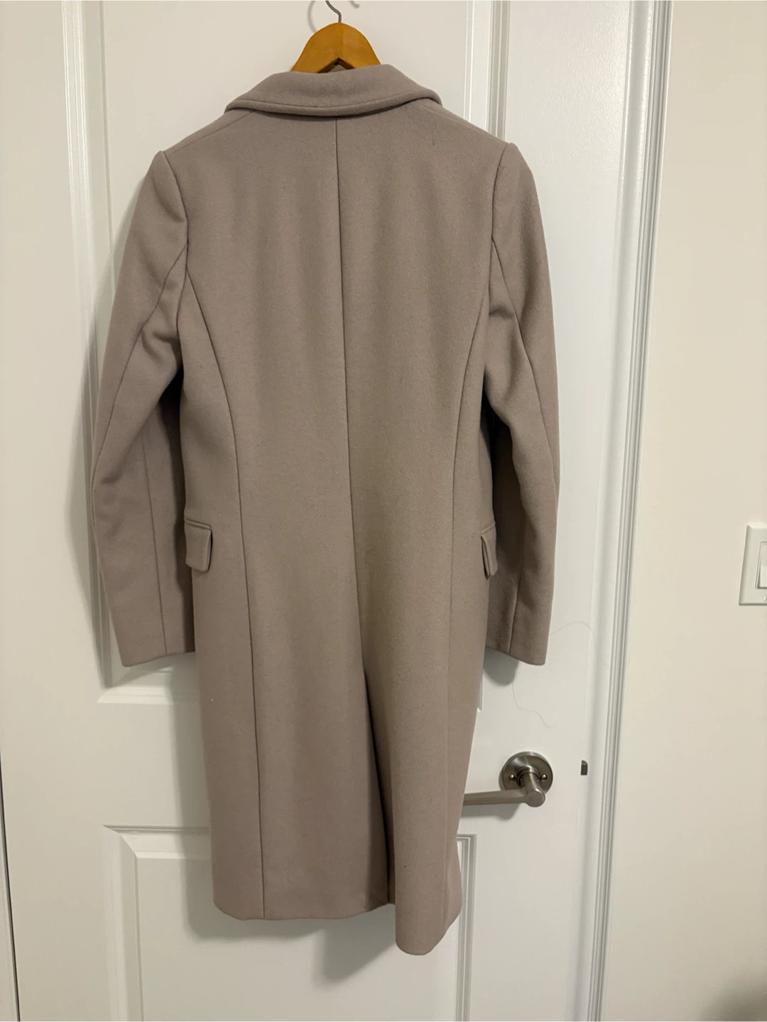 NEW AllSaints Taupe Wool Blend Long Coat - photo 2