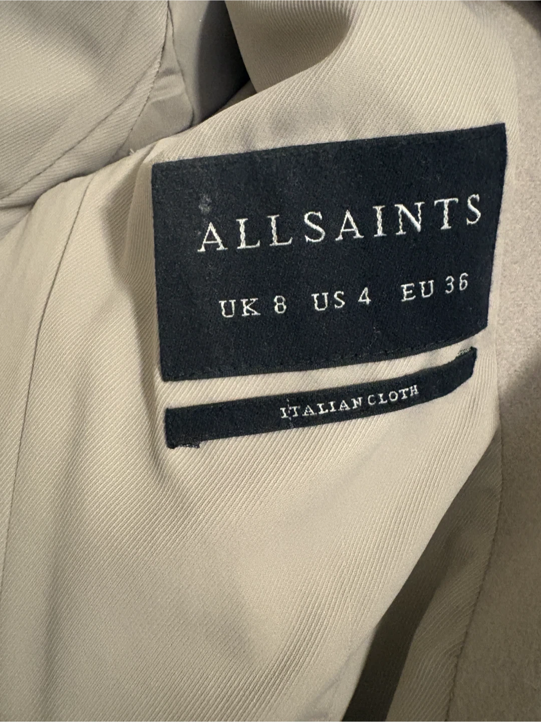 NEW AllSaints Taupe Wool Blend Long Coat - photo 4