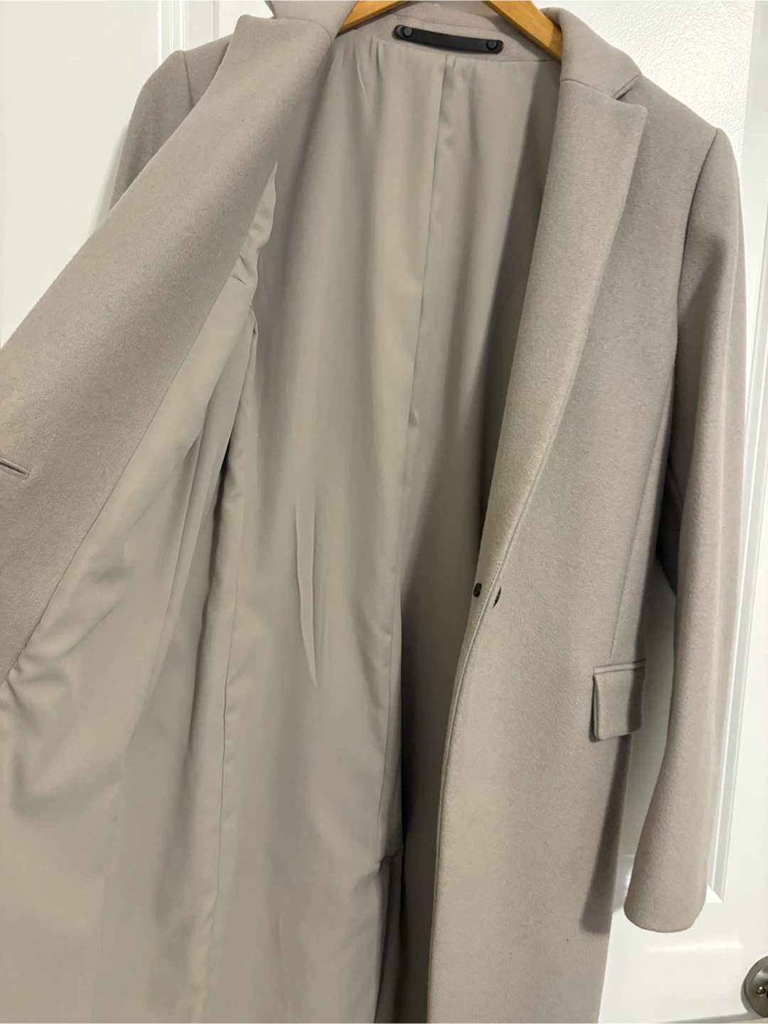 NEW AllSaints Taupe Wool Blend Long Coat - photo 5