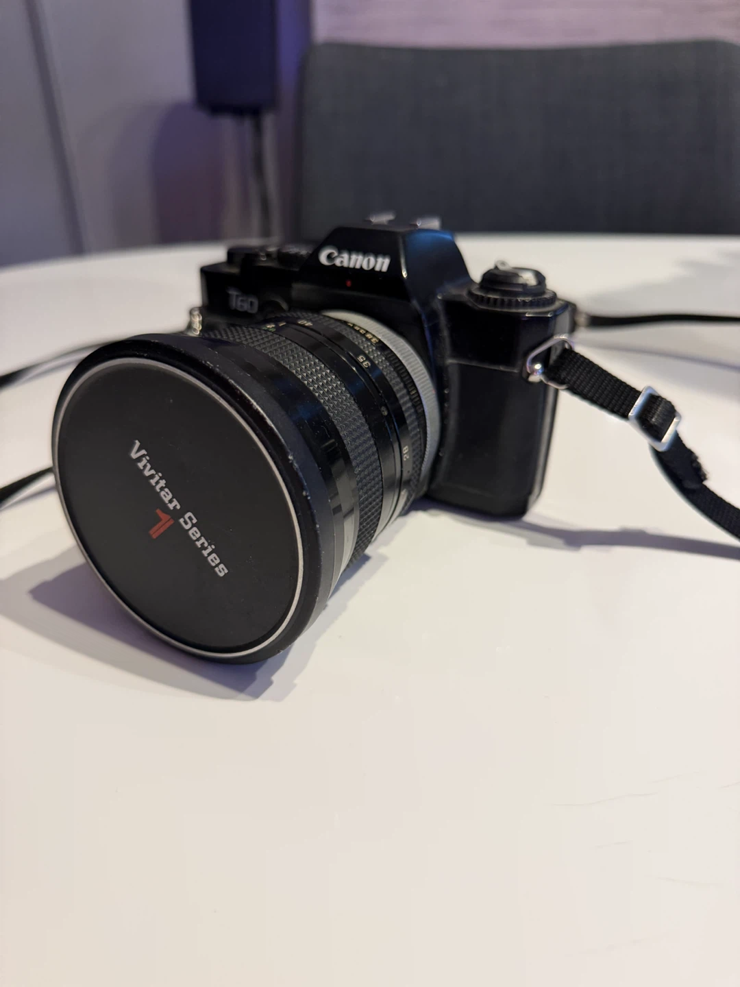 Canon T60 35mm Film Camera with Vivitar Series 1 Lens