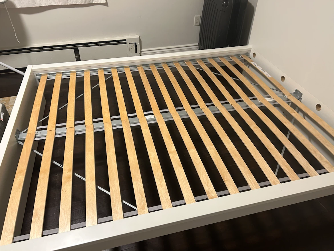 White and Black Queen Bed Frame with Slats - photo 2