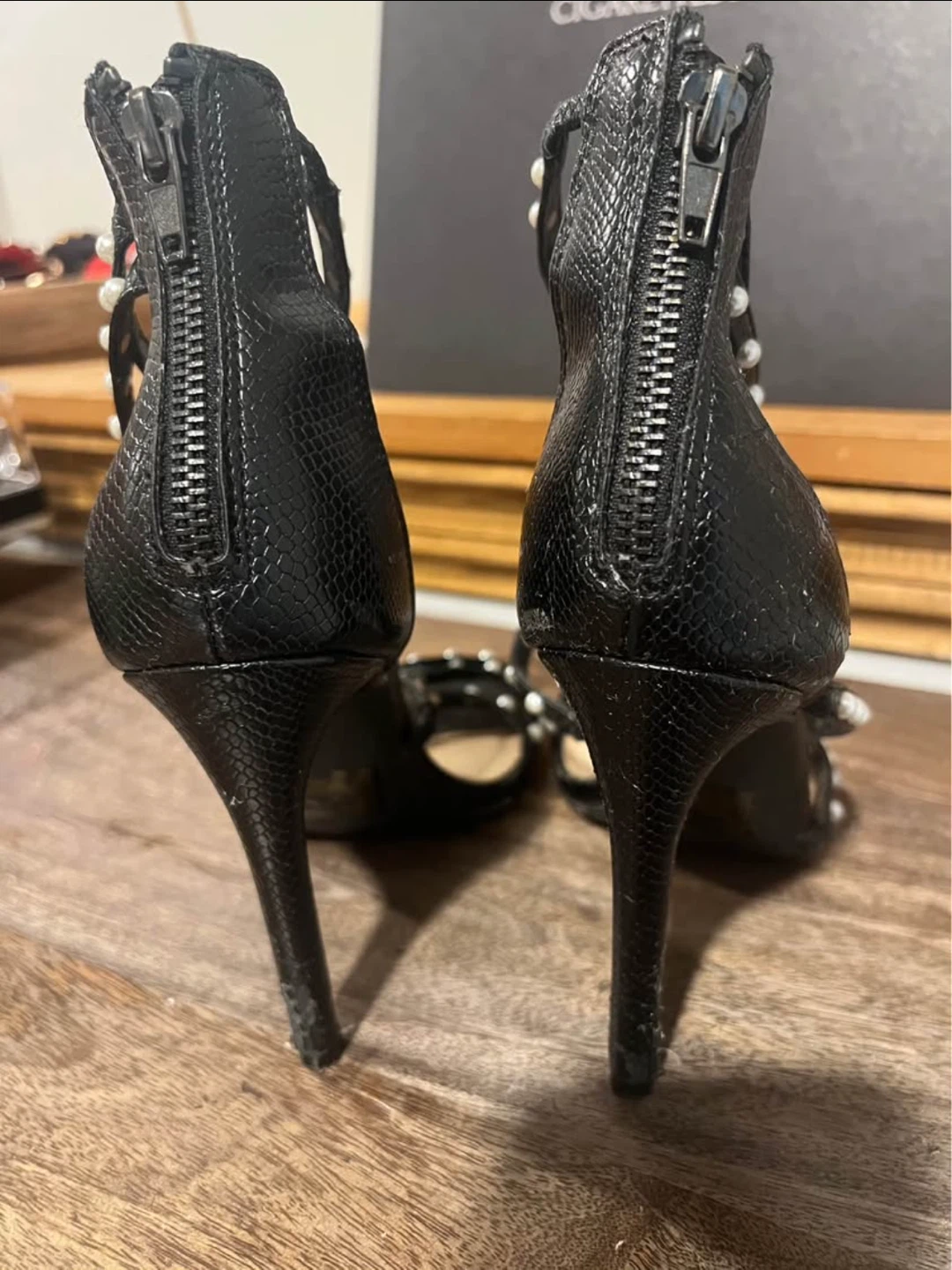Steve Madden Black Heels with Pearls - Size 7.5 - photo 4