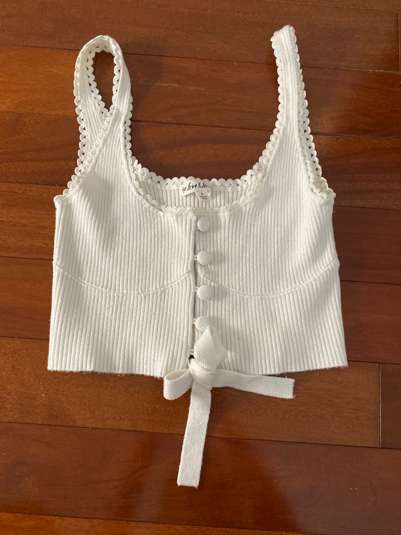 For Love & Lemons White Ribbed Tank Top