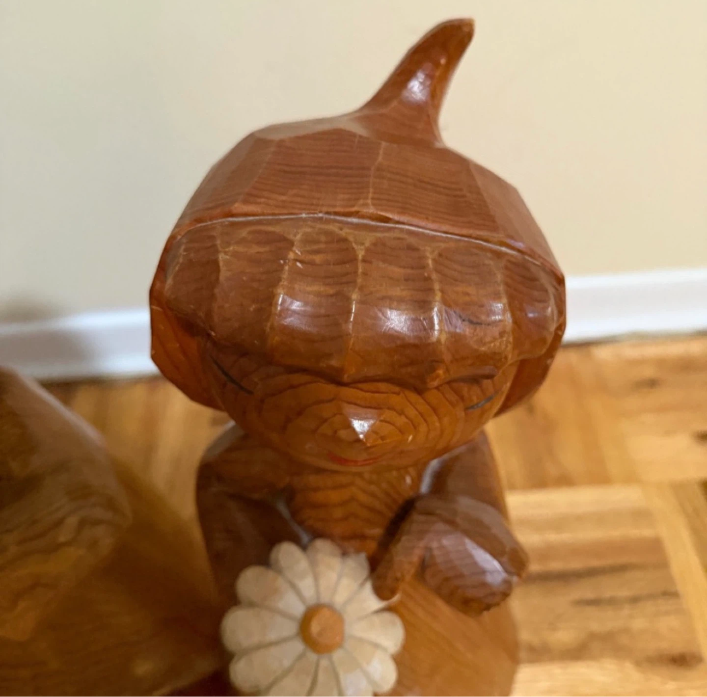Japanese Vintage Handmade Wood Sculpture Girl Boy - photo 2