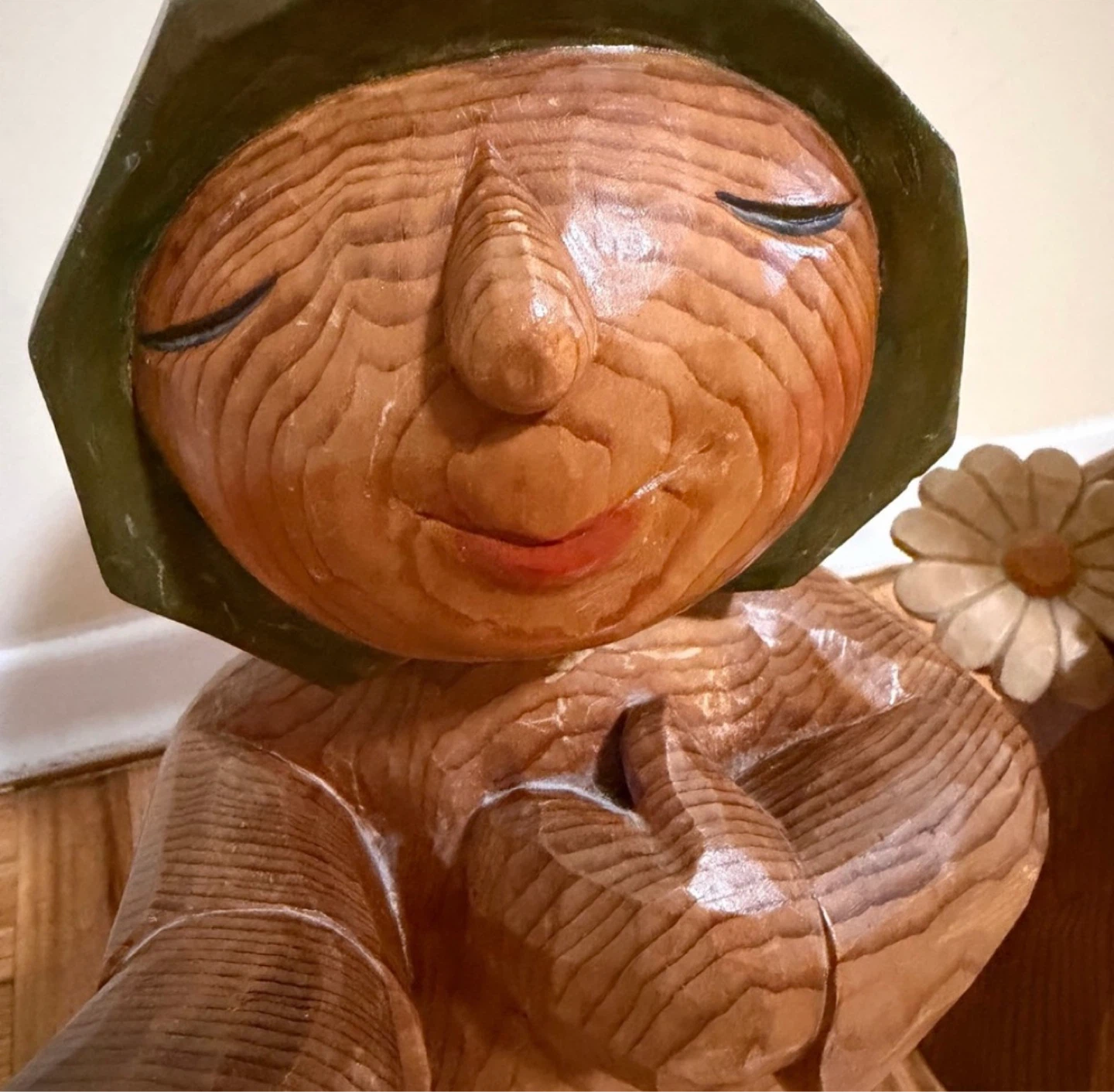 Japanese Vintage Handmade Wood Sculpture Girl Boy - photo 3