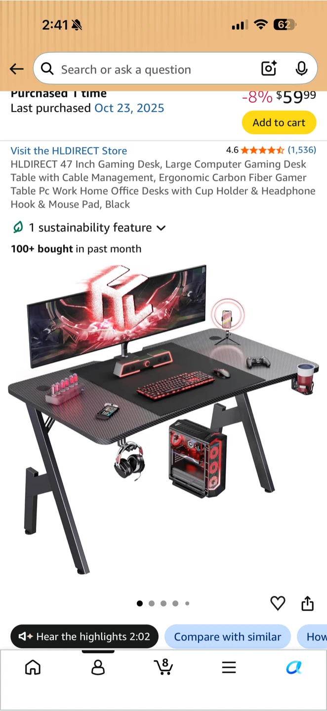 47 Inch Gaming Desk - photo 2