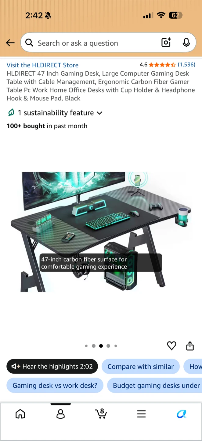 47 Inch Gaming Desk - photo 3