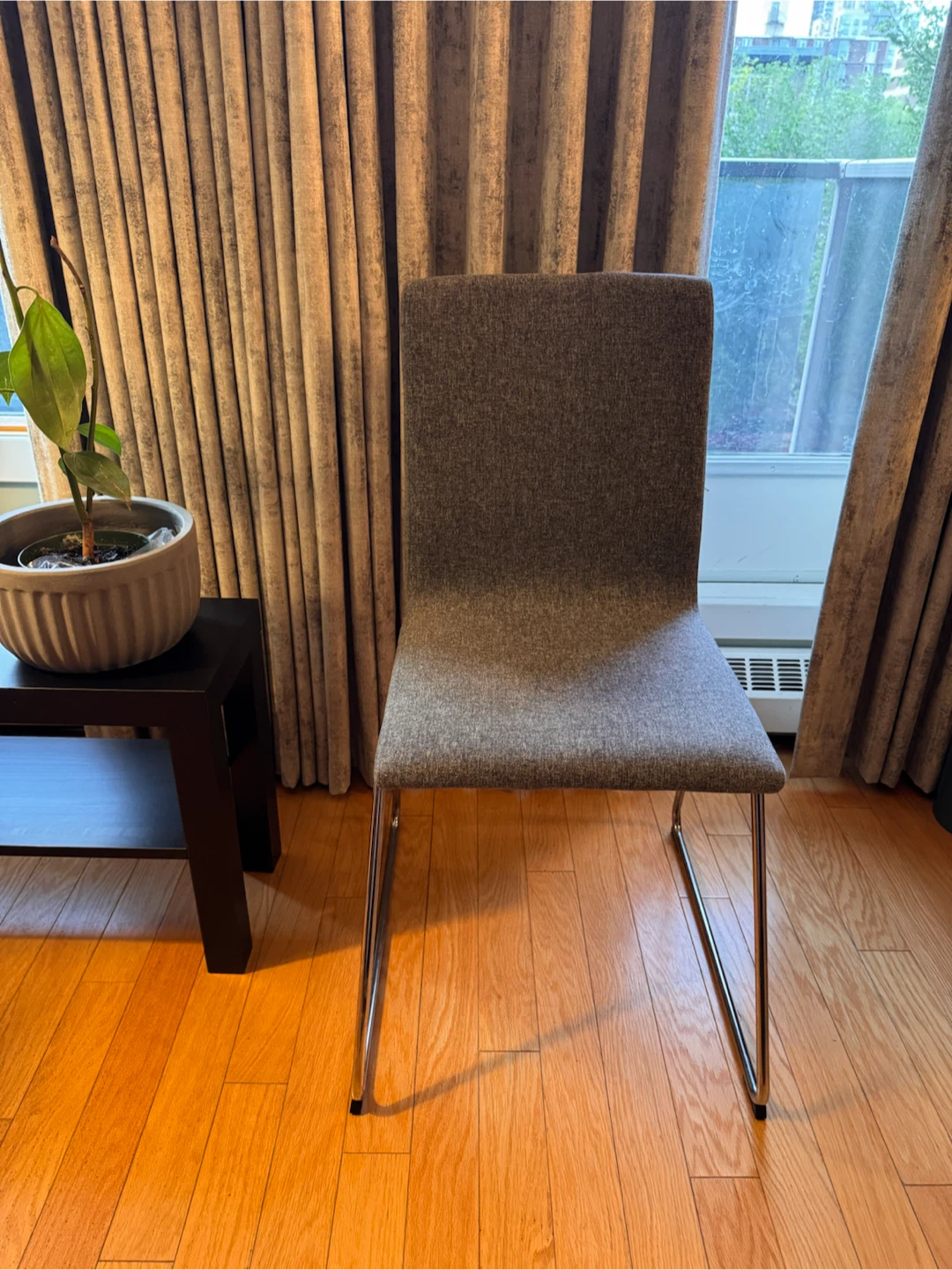 3x Grey Cushioned Chairs w/ Chrome - “Volfgang” by IKEA