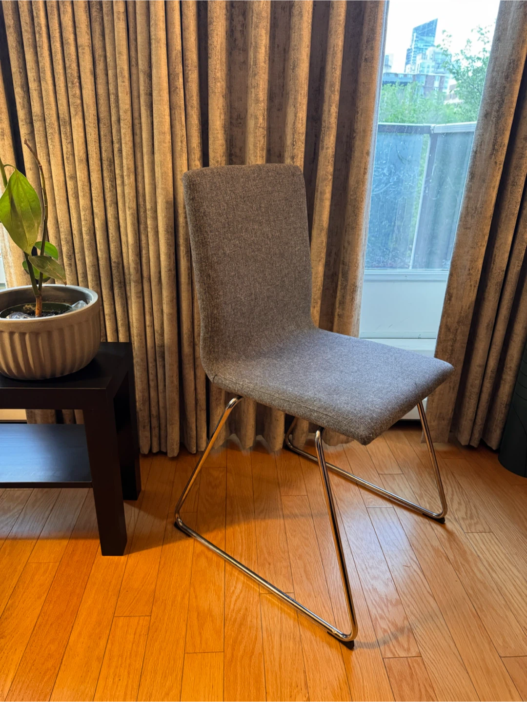 3x Grey Cushioned Chairs w/ Chrome - “Volfgang” by IKEA - photo 2