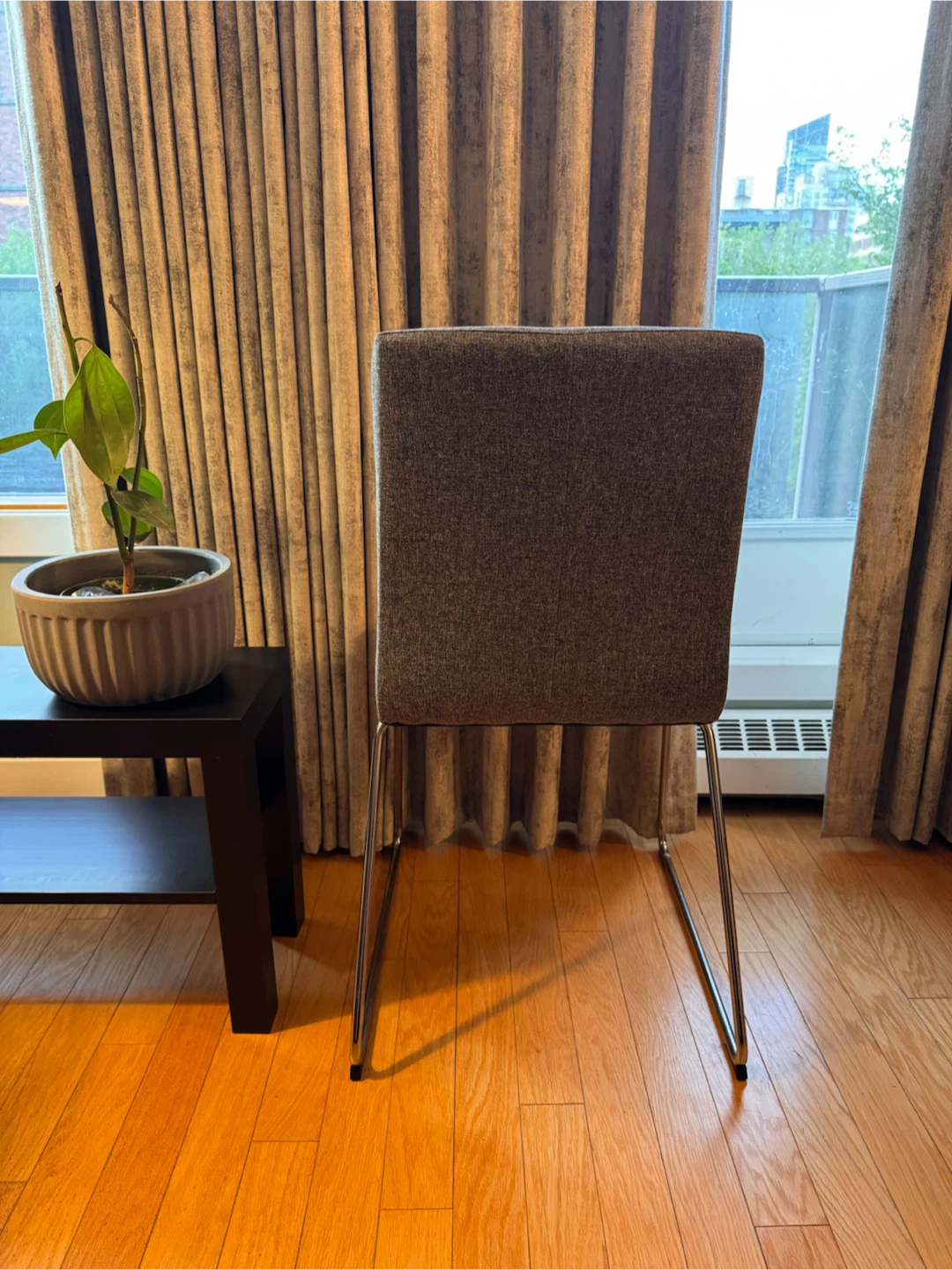 3x Grey Cushioned Chairs w/ Chrome - “Volfgang” by IKEA - photo 3