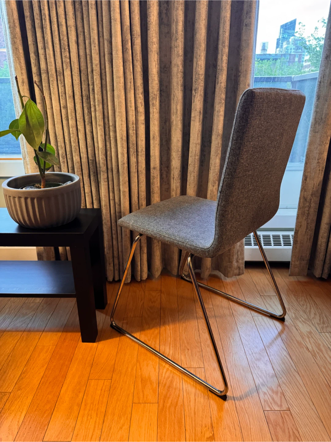 3x Grey Cushioned Chairs w/ Chrome - “Volfgang” by IKEA - photo 4