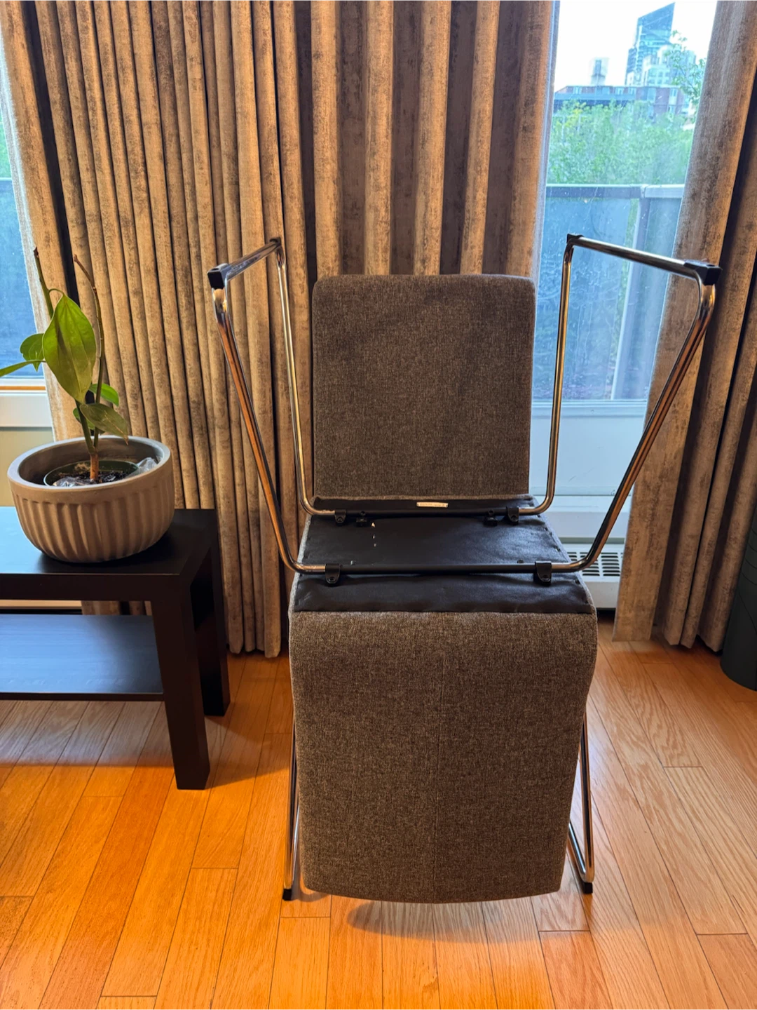 3x Grey Cushioned Chairs w/ Chrome - “Volfgang” by IKEA - photo 5