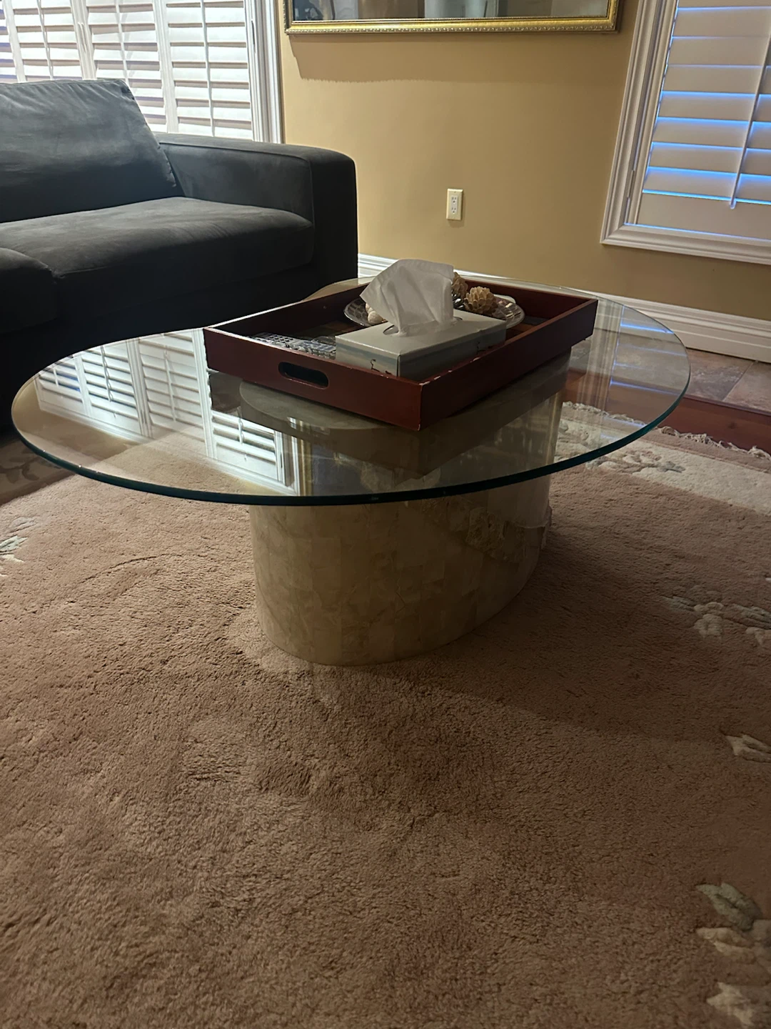 MOVING SALE Glass Bar Cart, marble tables, wooden table - photo 5
