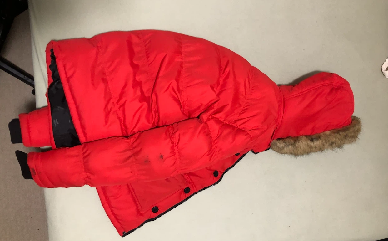 Designer Red Puffer Winter Jacket - photo 2