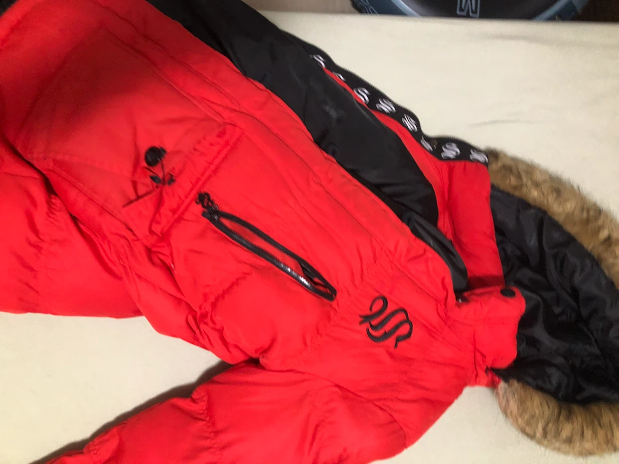 Designer Red Puffer Winter Jacket - photo 3
