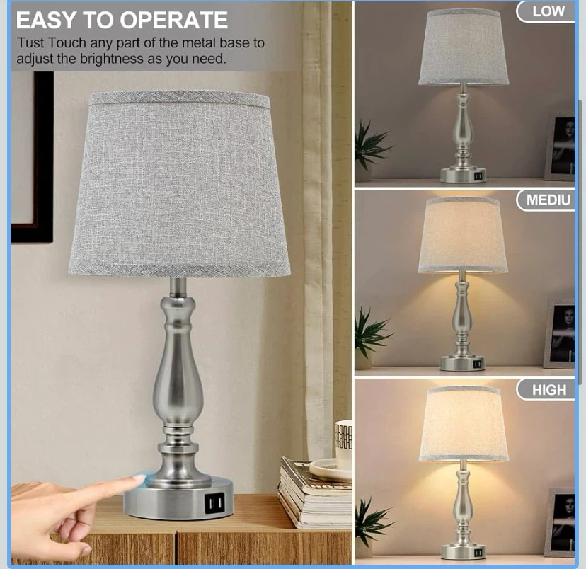 New Dimmable Table Lamps with Charging Ports Set of 2 - photo 2