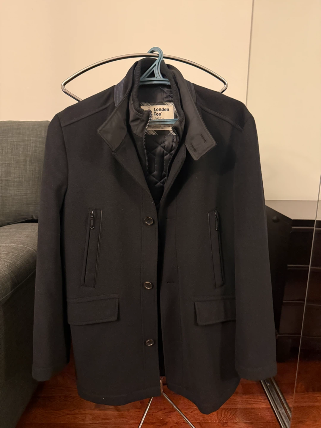 London Fog Men’s Peacoat, Black (42R, Regular).