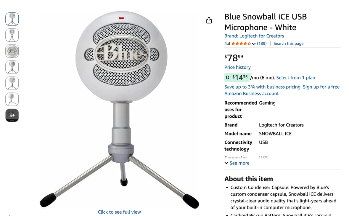 Moving Sale- Blue Snowball iCE USB Microphone - White - photo 4