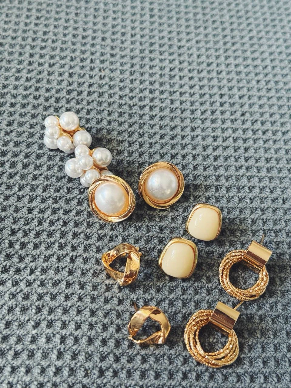 5-Pair Gold & Pearl Earring Set - photo 2