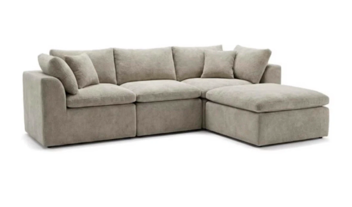 L- Shape Sectional 4 piece Compressed Sofa in Taupe color