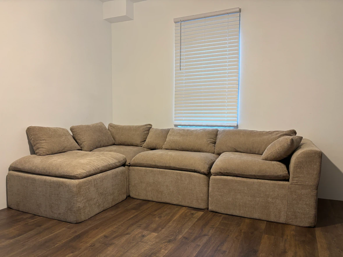 L- Shape Sectional 4 piece Compressed Sofa in Taupe color - photo 2