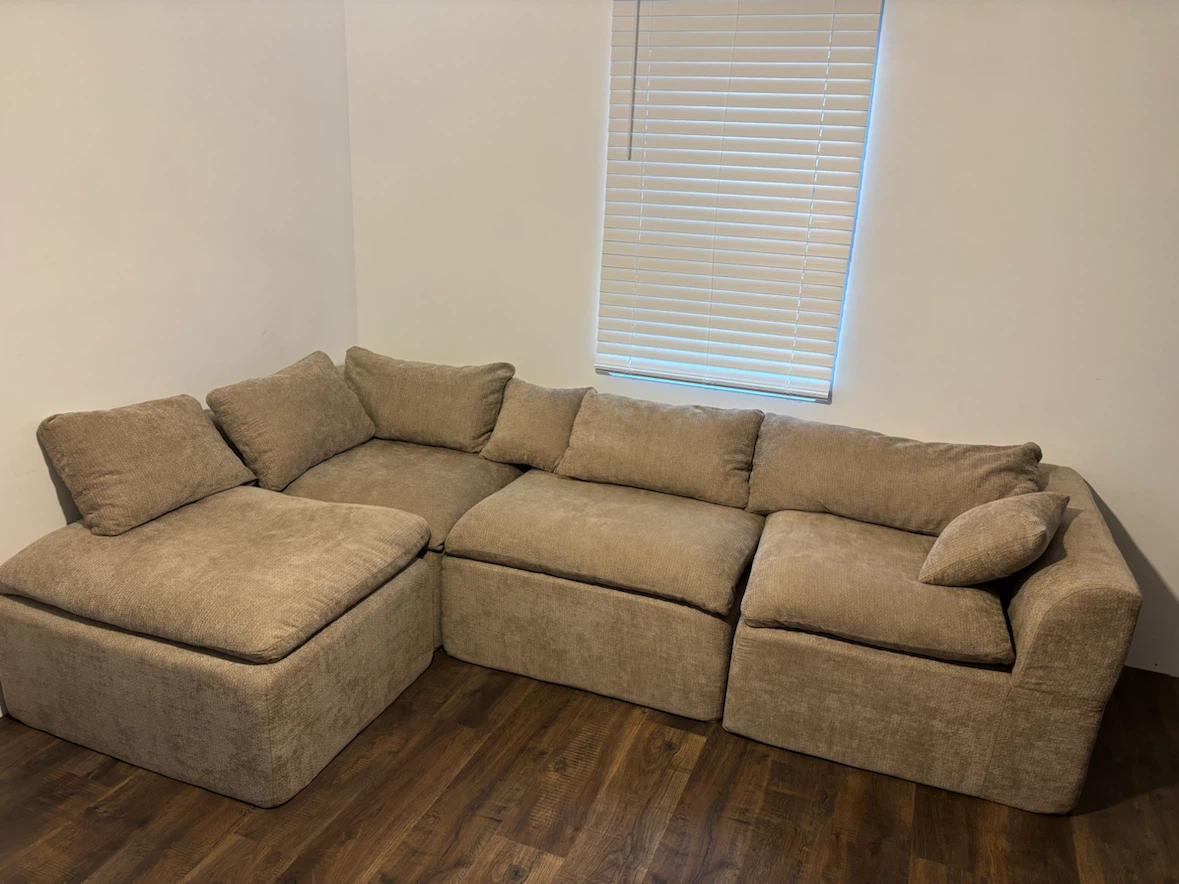 L- Shape Sectional 4 piece Compressed Sofa in Taupe color - photo 3