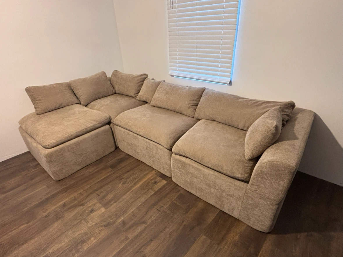 L- Shape Sectional 4 piece Compressed Sofa in Taupe color - photo 4