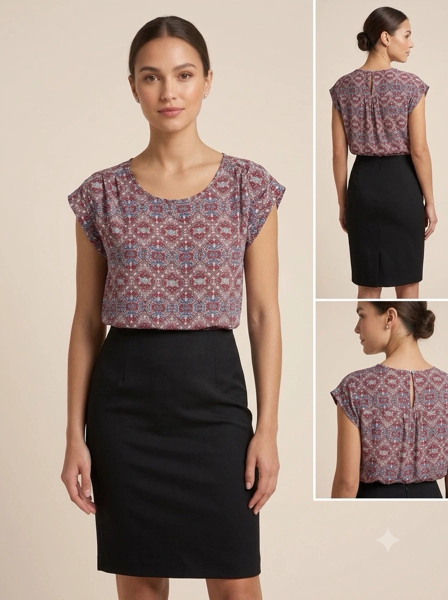 Like New Pink Rose Women's Print Blouse - Size S