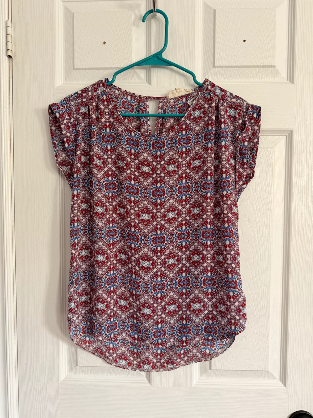 Like New Pink Rose Women's Print Blouse - Size S - photo 2
