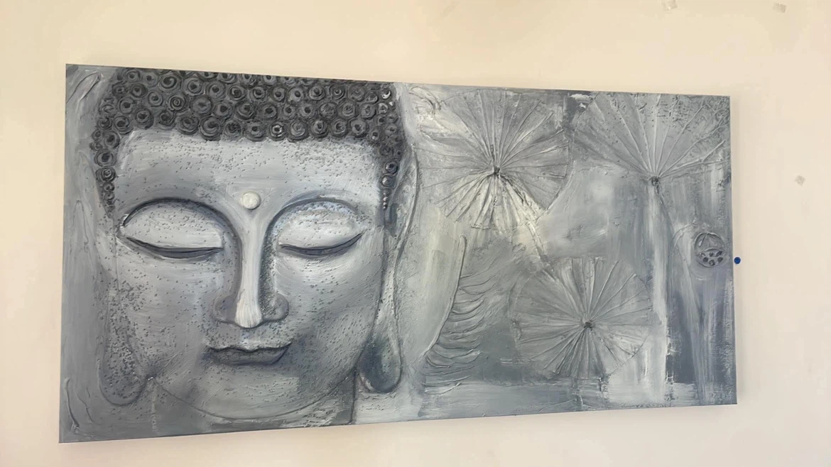 Unique Hand-painted Textured Buddha Face Wall Art