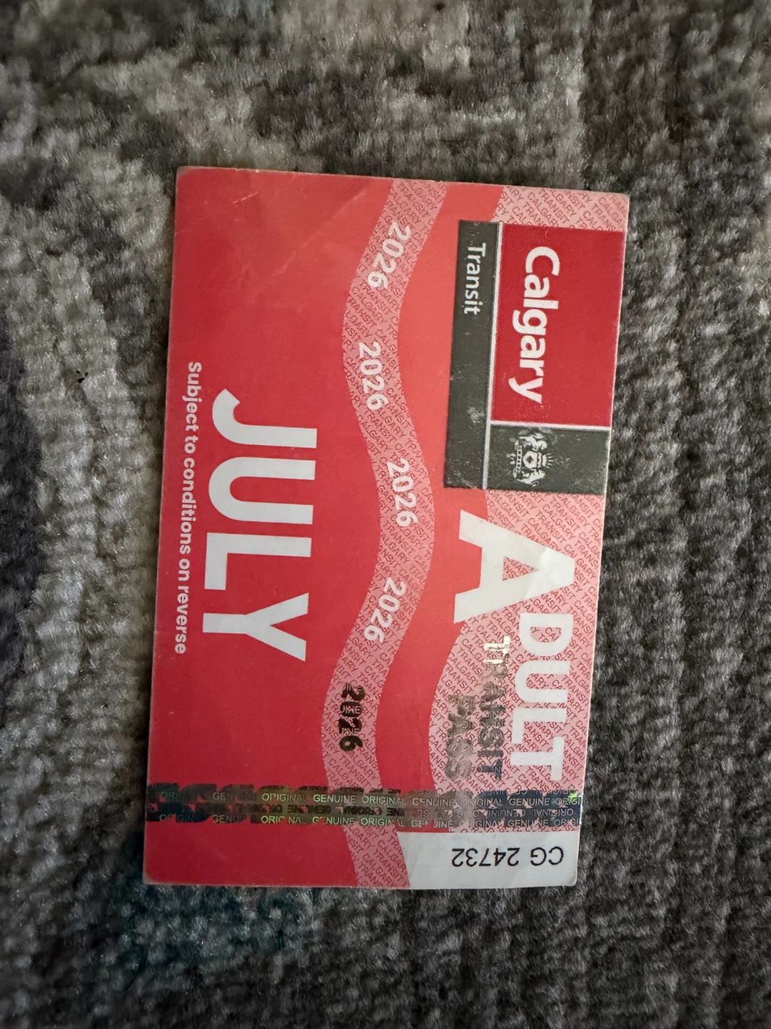 Calgary Transit July Adult Pass 2026