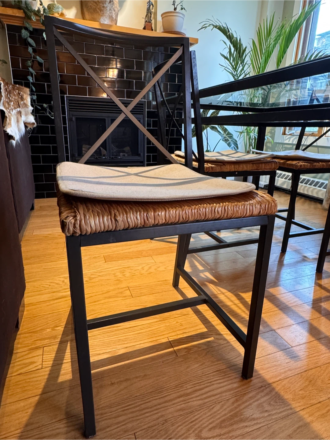 Glass Table w/ Six Chairs - Wicker & Steel - “GRANAS” / IKEA - photo 3