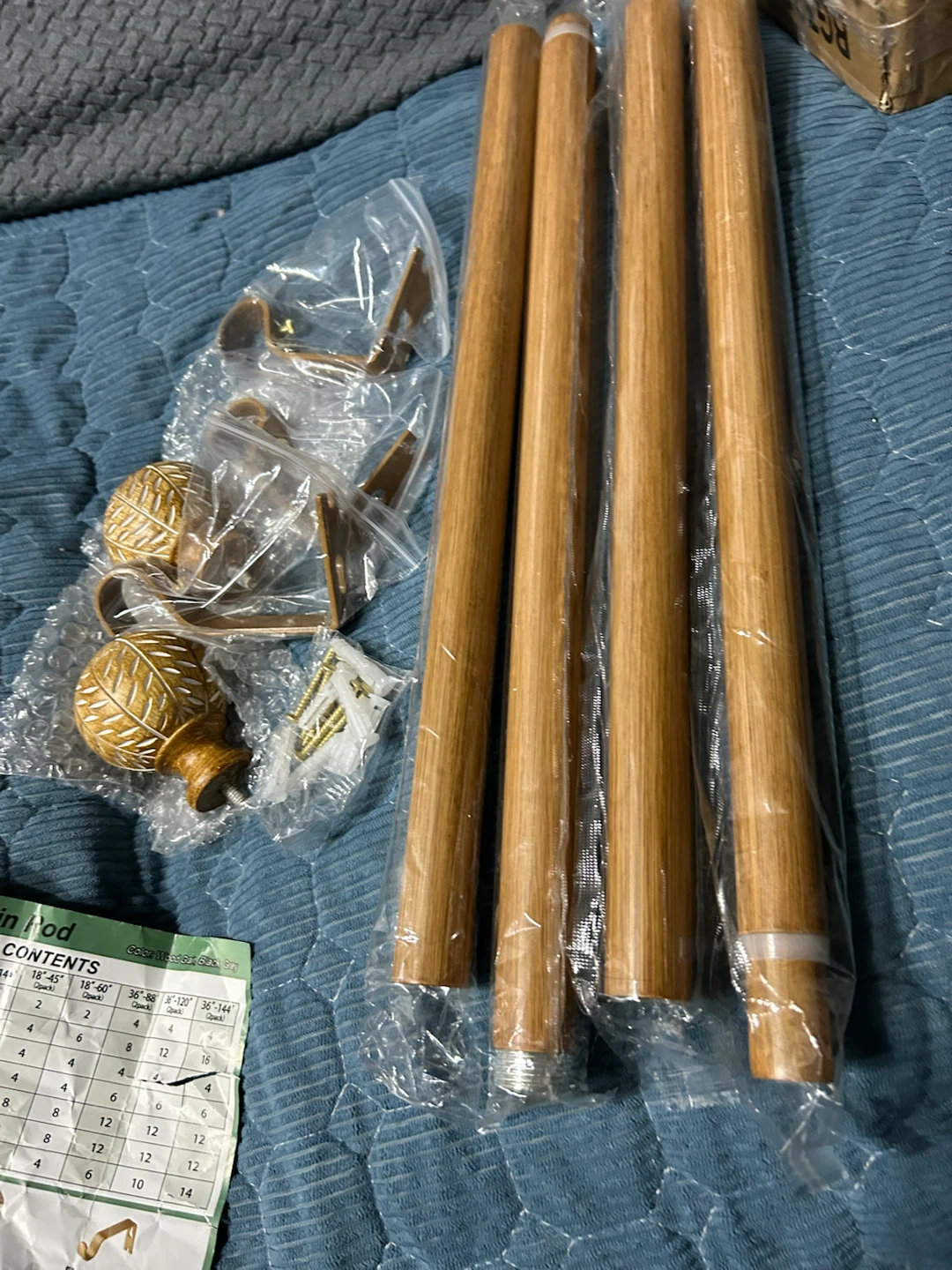 New-Imitation Wood Grain Ball Curtain Rod Set - photo 3