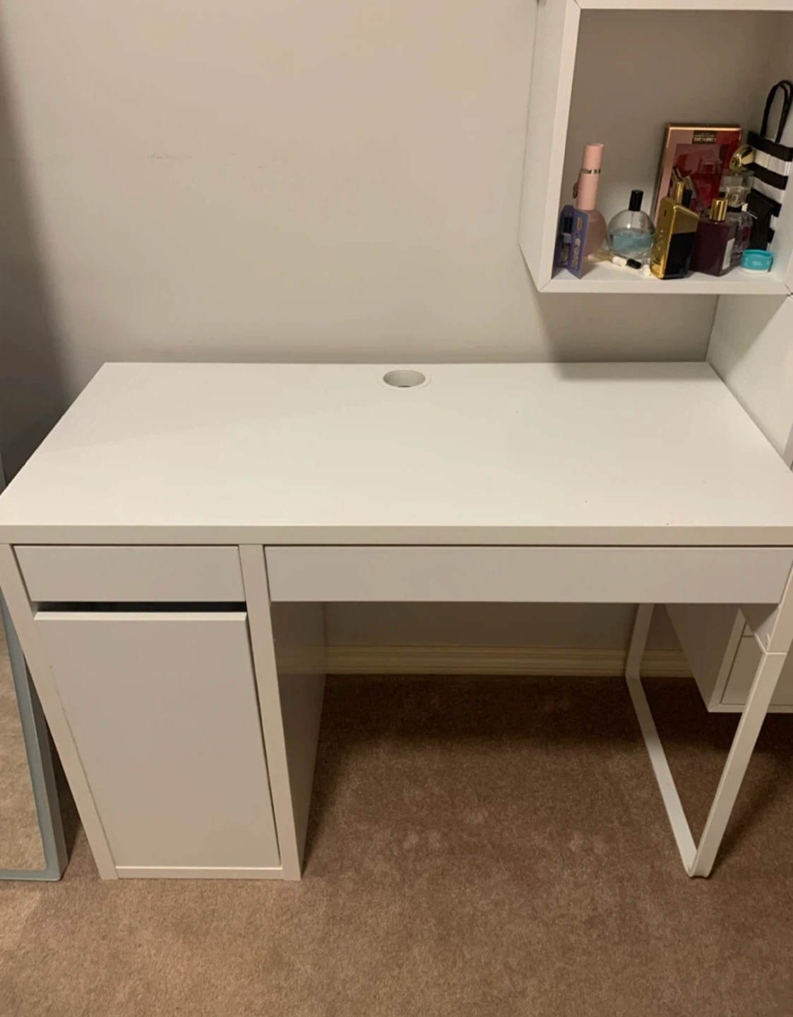 IKEA MICKE desk in white with drawers and cabinet