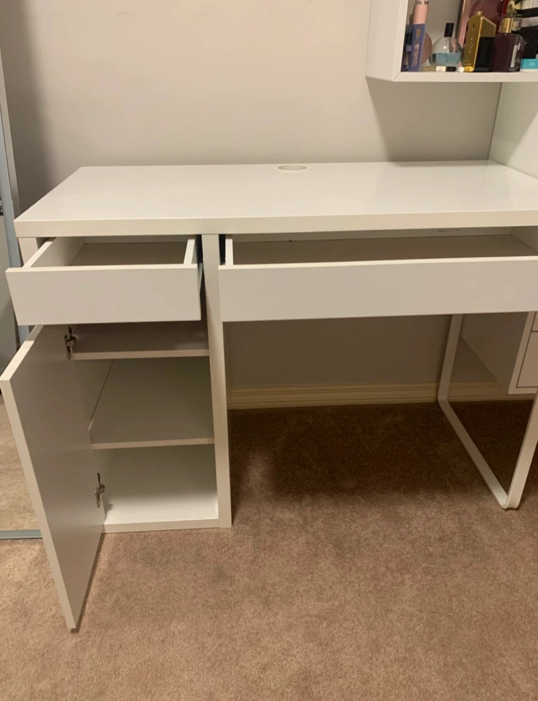IKEA MICKE desk in white with drawers and cabinet - photo 2