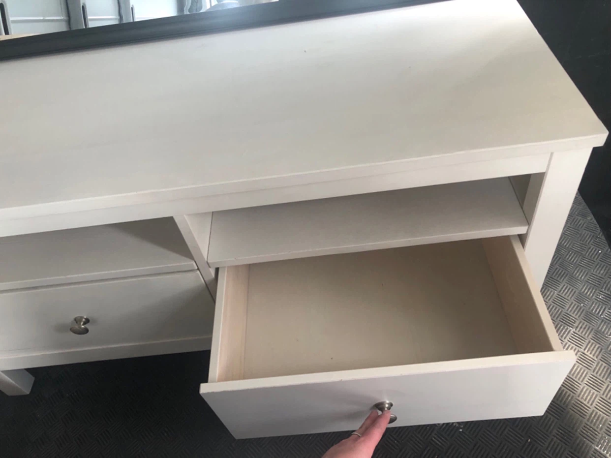 White TV Stand with Drawers and Shelves - photo 2