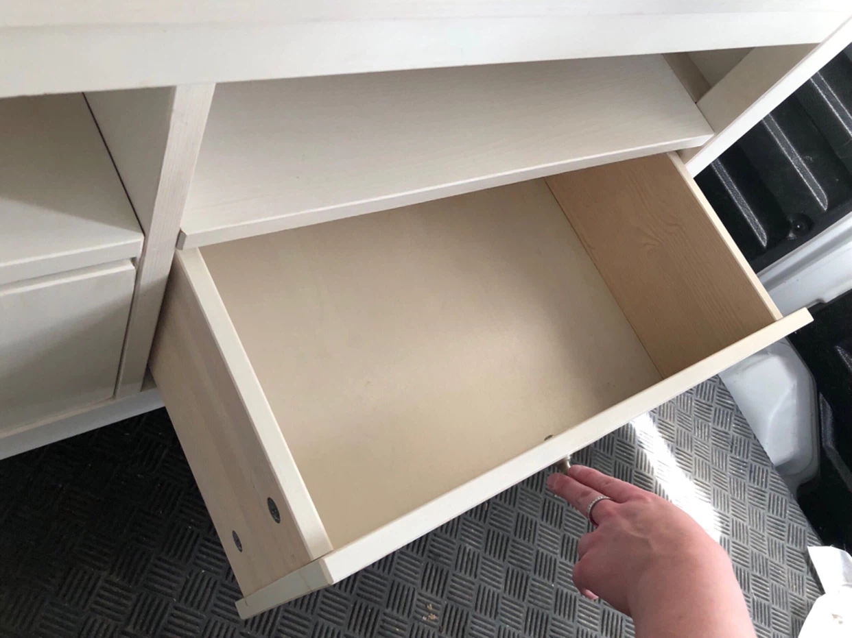 White TV Stand with Drawers and Shelves - photo 4