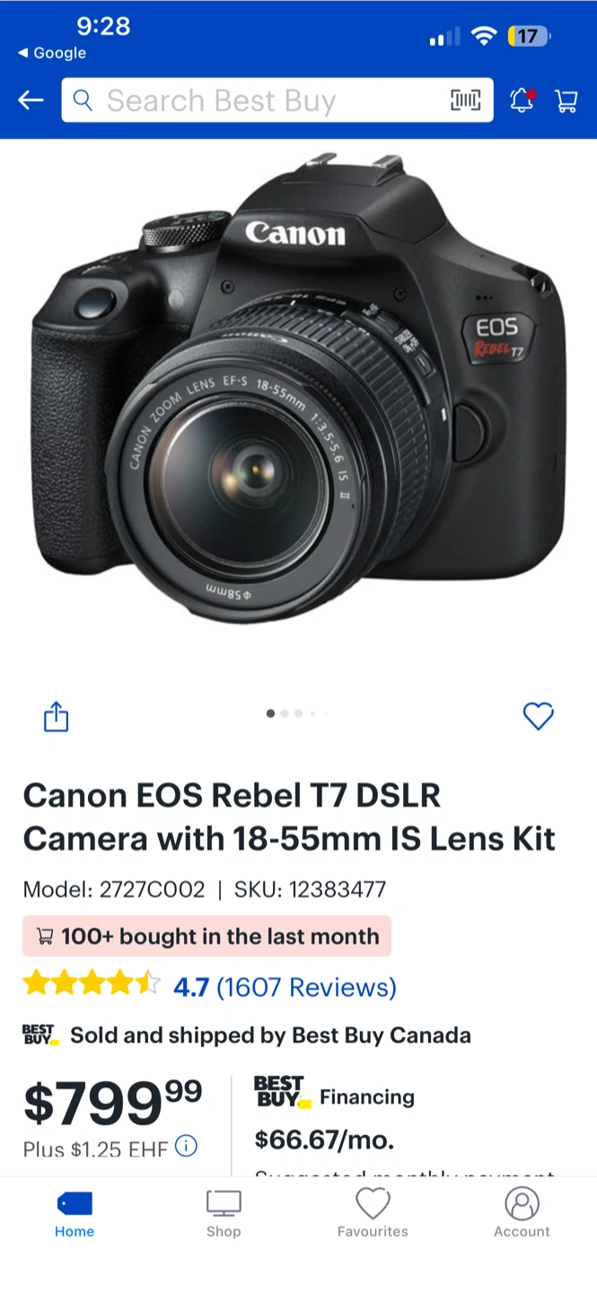 Canon EOS Rebel T7 DSLR Camera with 18-55mm IS Lens Kit