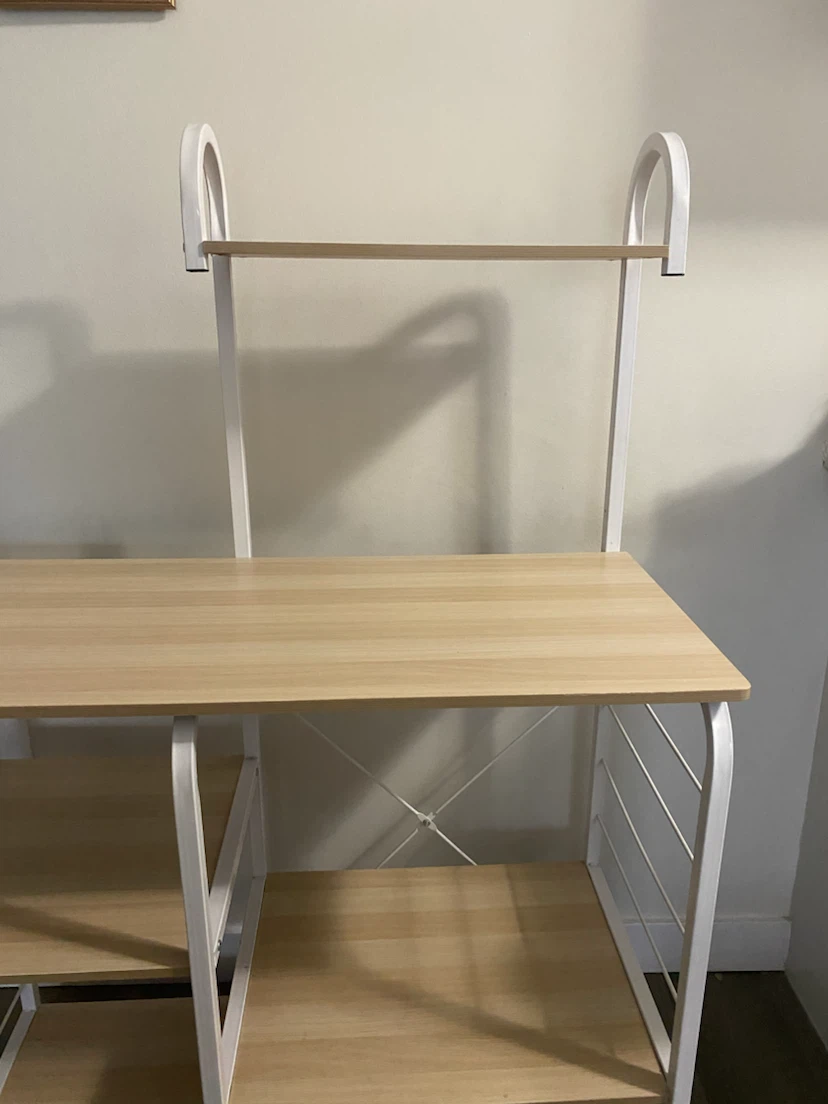 White Metal and Wood Storage Shelf - photo 3