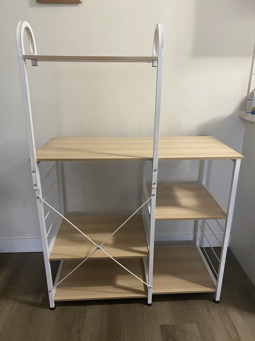 White Metal and Wood Storage Shelf - photo 4