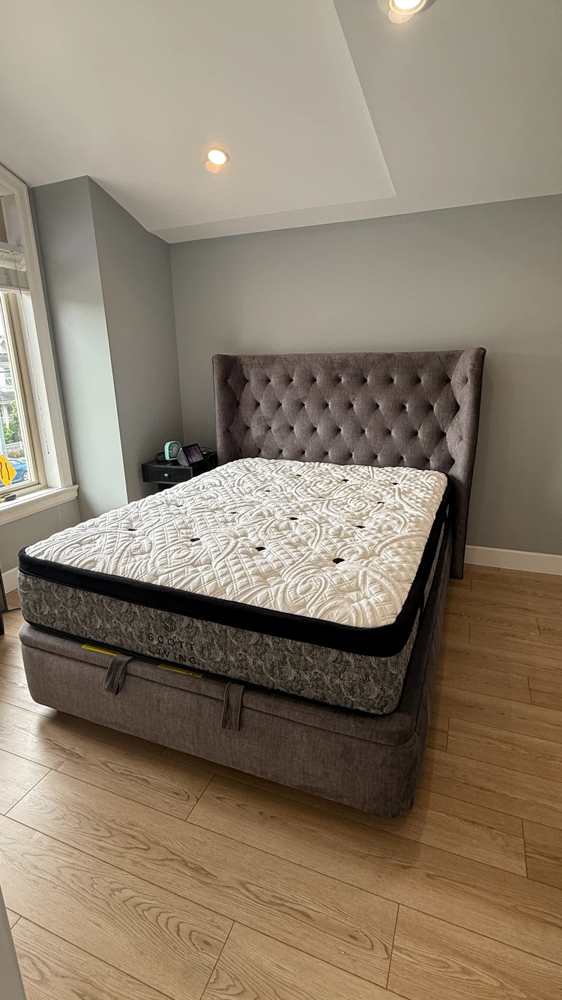 Storage Bed Frame with Tufted Headboard