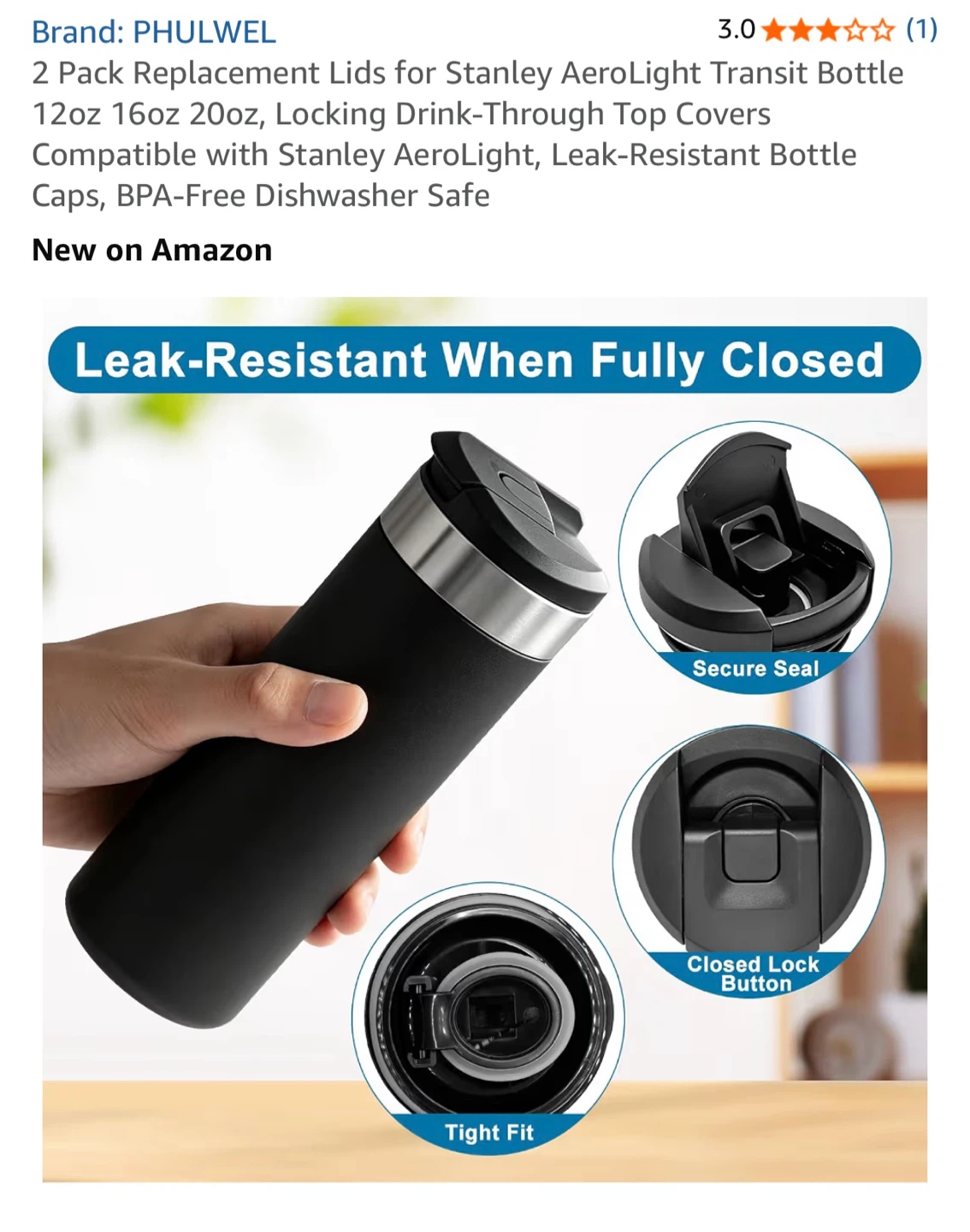 2 Pack Replacement Lids for Stanley AeroLight Transit Bottle - photo 2