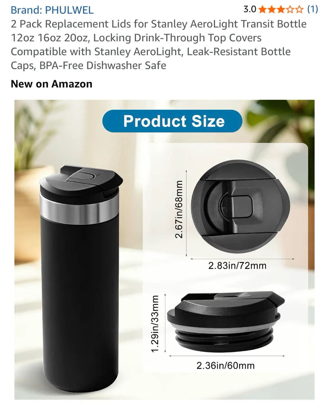 2 Pack Replacement Lids for Stanley AeroLight Transit Bottle - photo 4