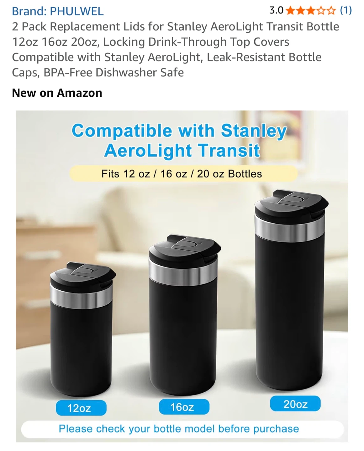 2 Pack Replacement Lids for Stanley AeroLight Transit Bottle - photo 5