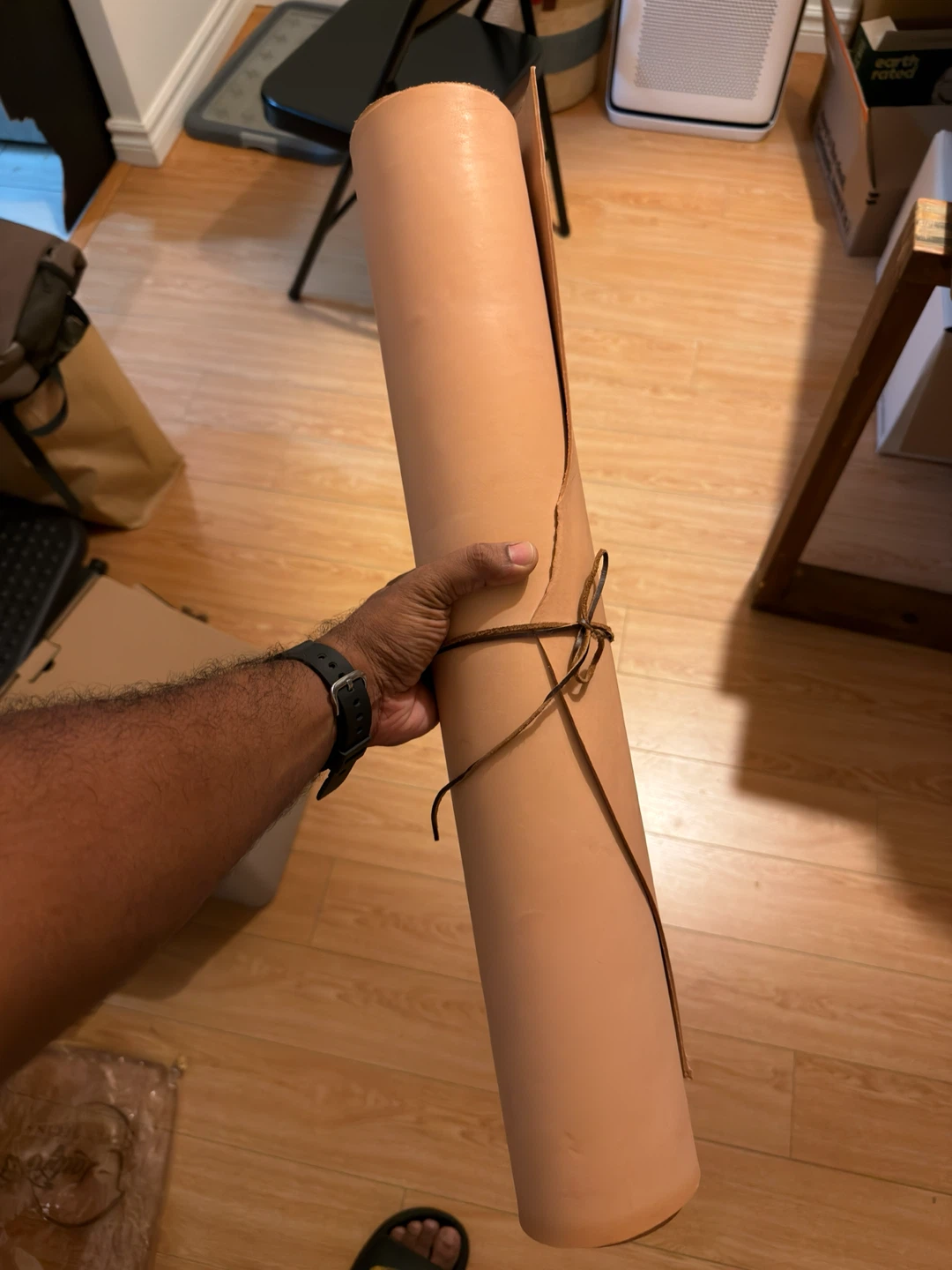 Large Roll of Natural Veg Tan Leather