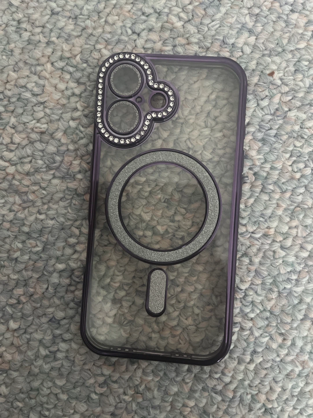 Purple Rhinestone Magnetic Phone Case